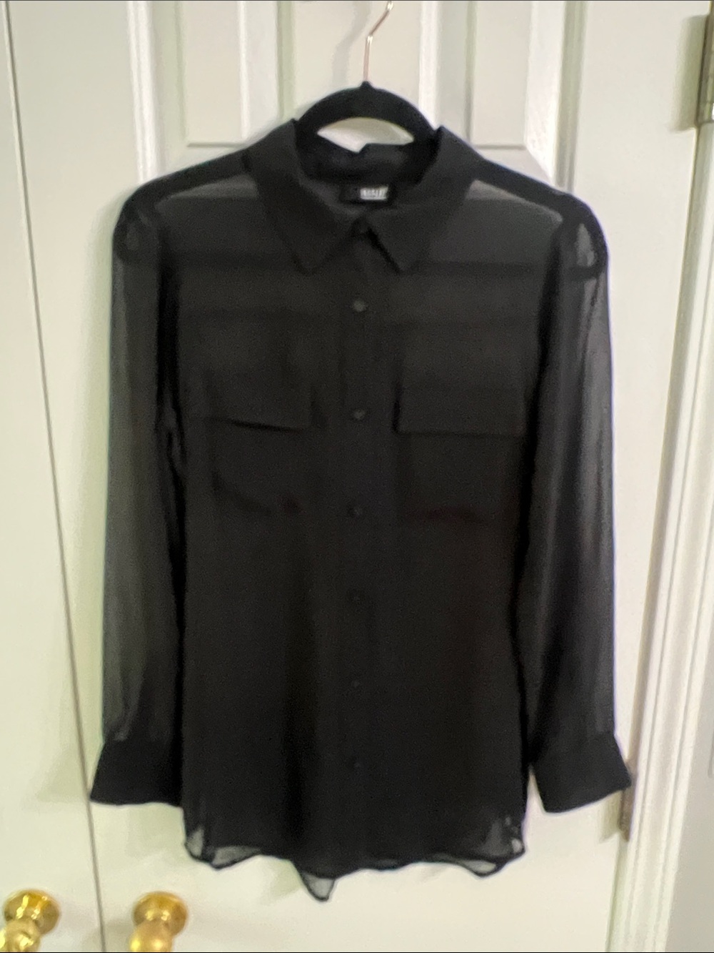 a.n.a Black Semi-Sheer Button-Up Shirt Jacket